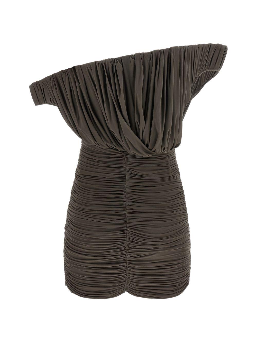 Mini abito monospalla drappeggiato in marrone Magda butrym - donna 