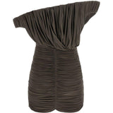 Mini abito monospalla drappeggiato in marrone Magda butrym - donna 