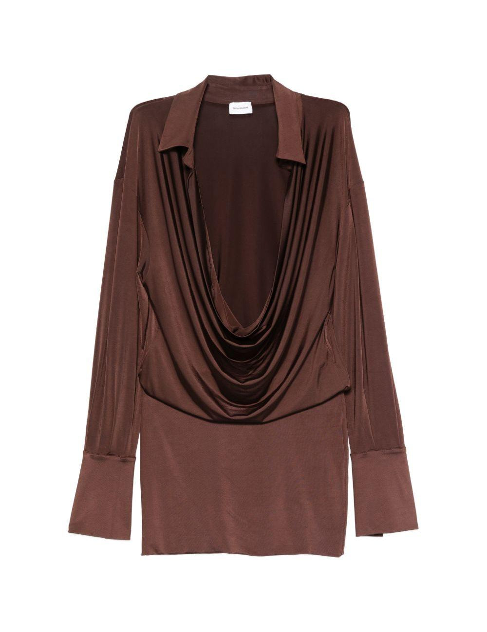 Miniabito drappeggiato a maniche lunghe Lilia in marrone The andamane - donna 