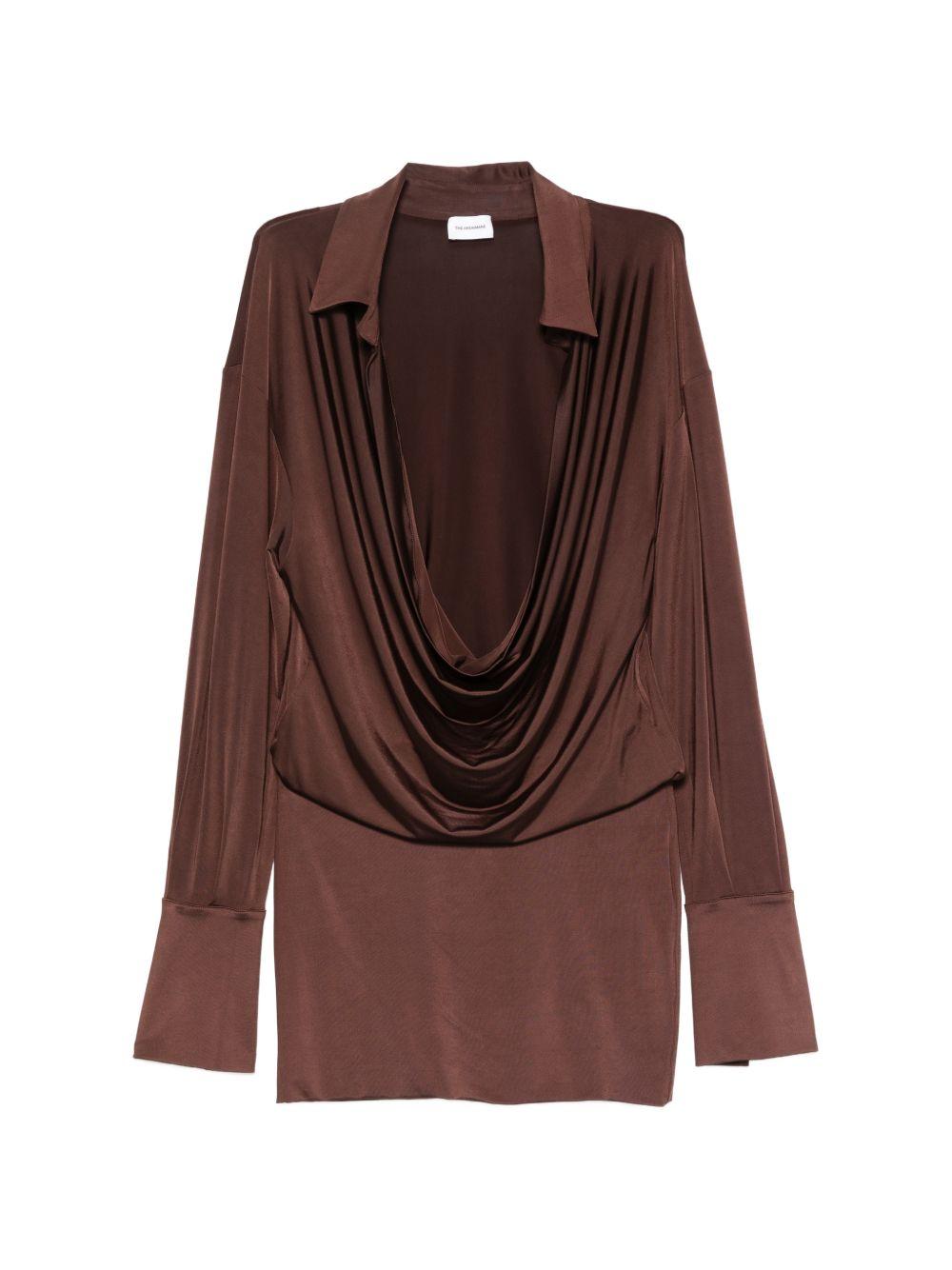 Miniabito drappeggiato a maniche lunghe Lilia in marrone The andamane - donna 