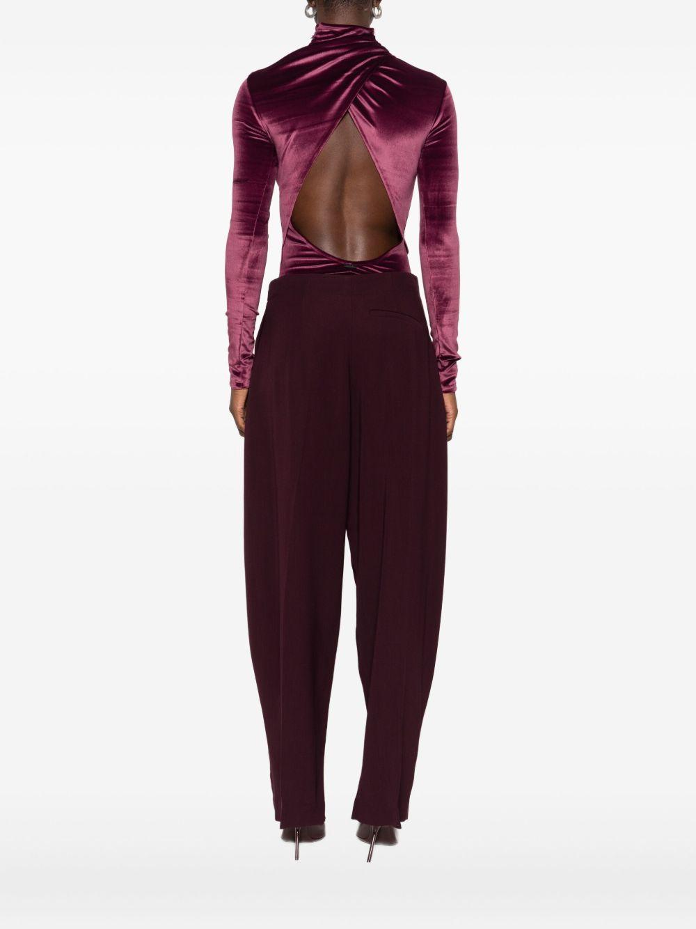 Body in velluto a collo alto in bordeaux Mugler - donna 