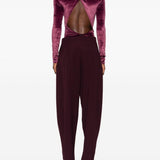 Body in velluto a collo alto in bordeaux Mugler - donna 