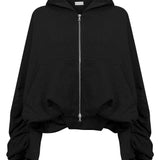 Felpa con cappuccio e zip nera 