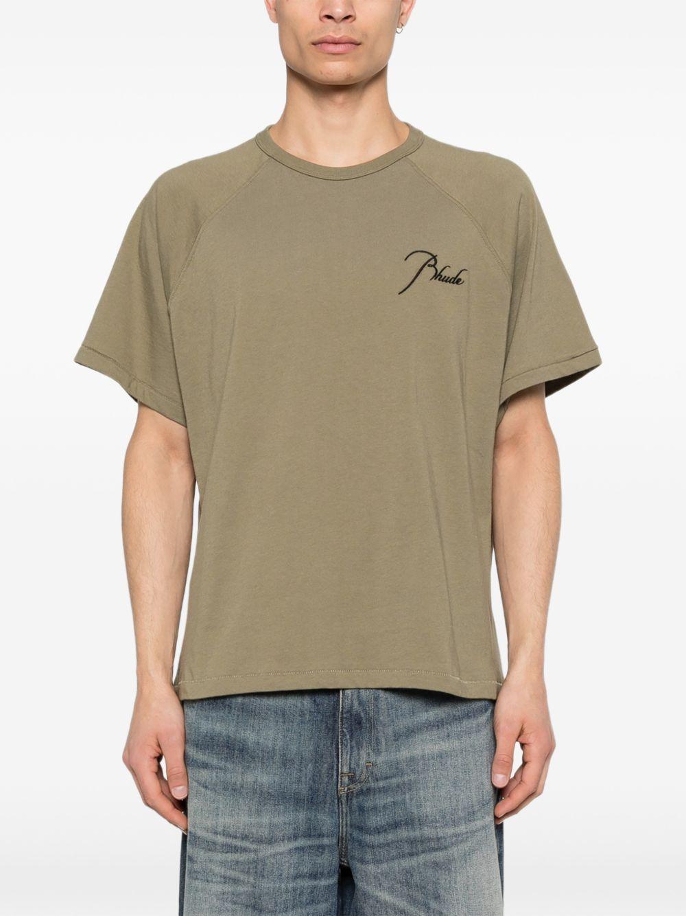T-shirt a maniche corte in verde Rhude - uomo 