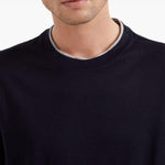 T-shirt con profili a contrasto in blu 