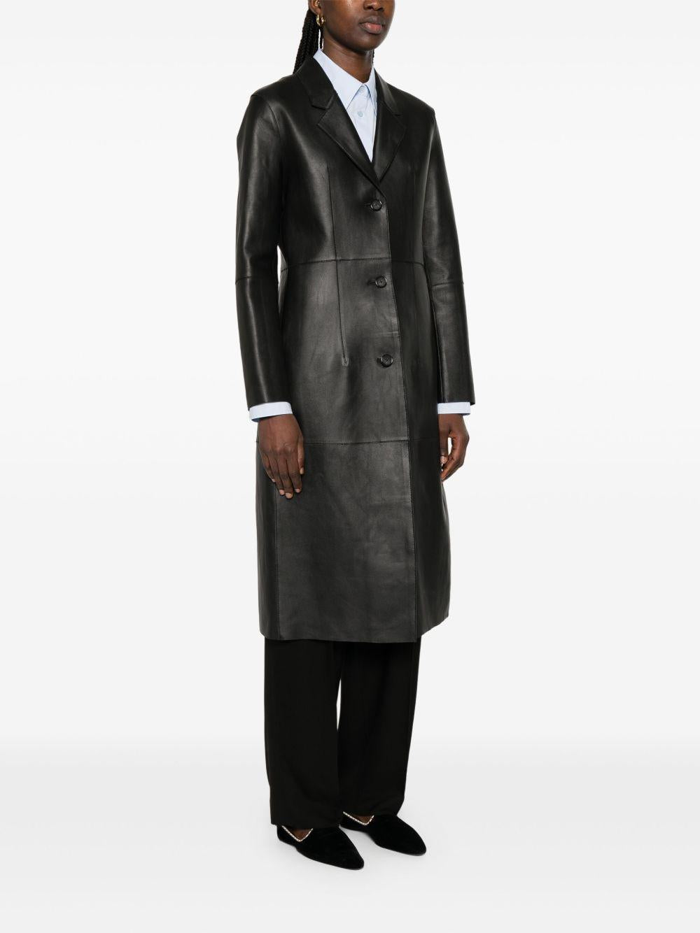 Cappotto slim in pelle in nero Toteme - donna 