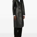 Cappotto slim in pelle in nero Toteme - donna 