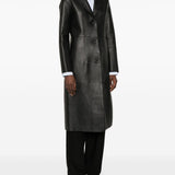 Cappotto slim in pelle in nero Toteme - donna 