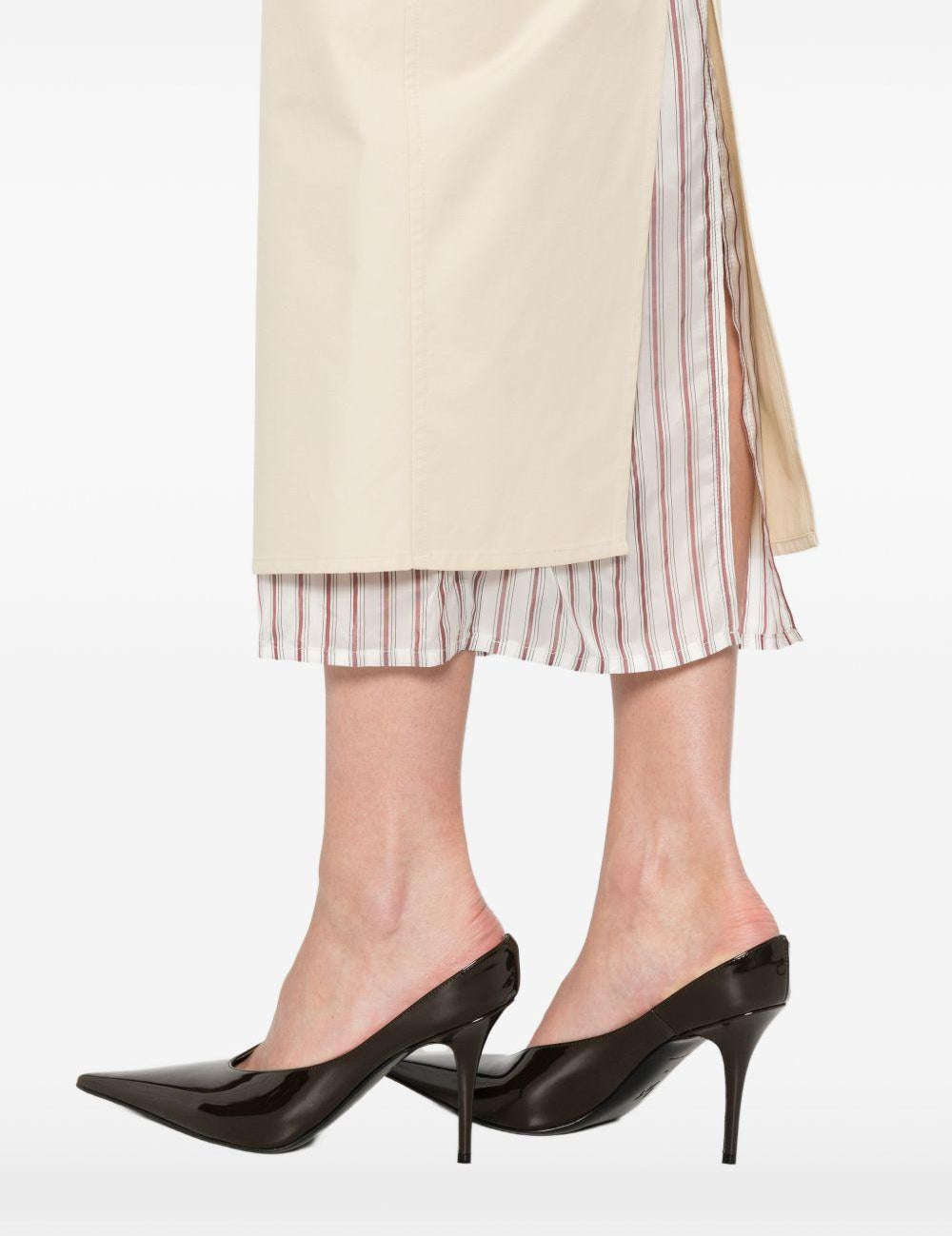 Gonna midi con bordo a righe in beige The attico - donna 