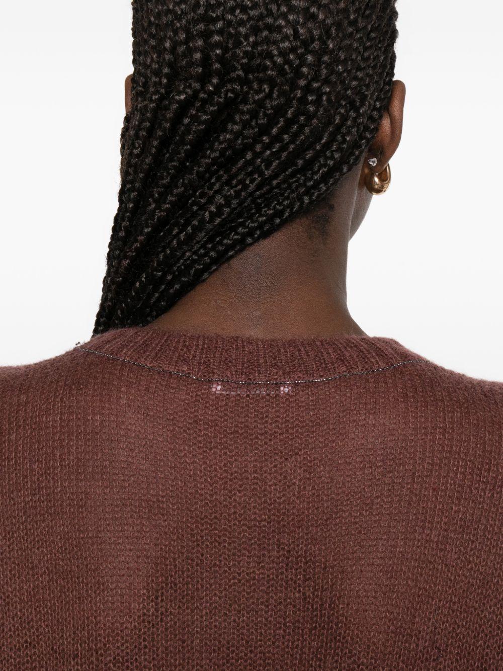 Maglione girocollo in marrone Brunello cucinelli - donna 