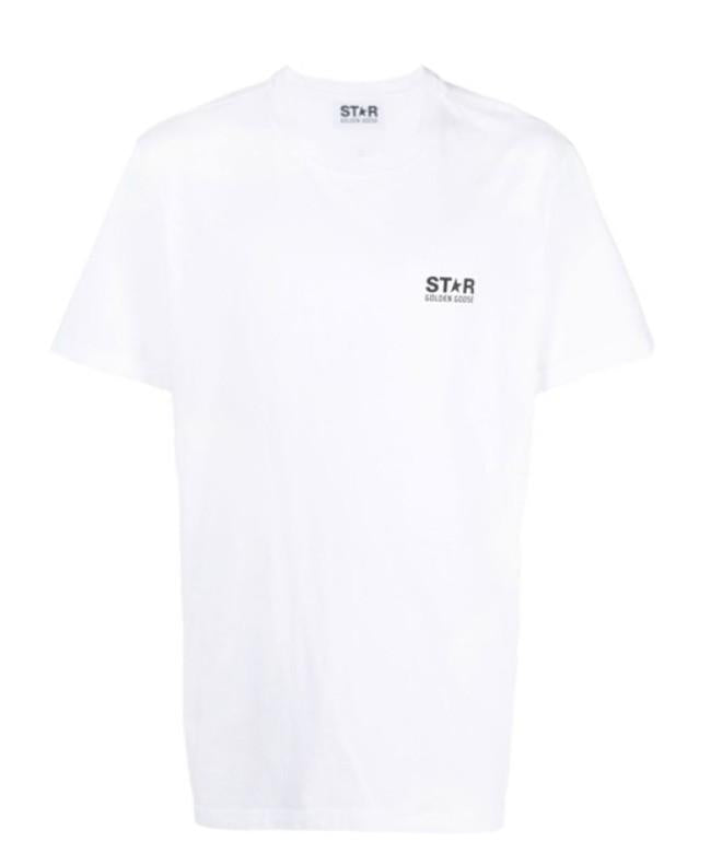 T-shirt con logo in bianco Golden goose - uomo 