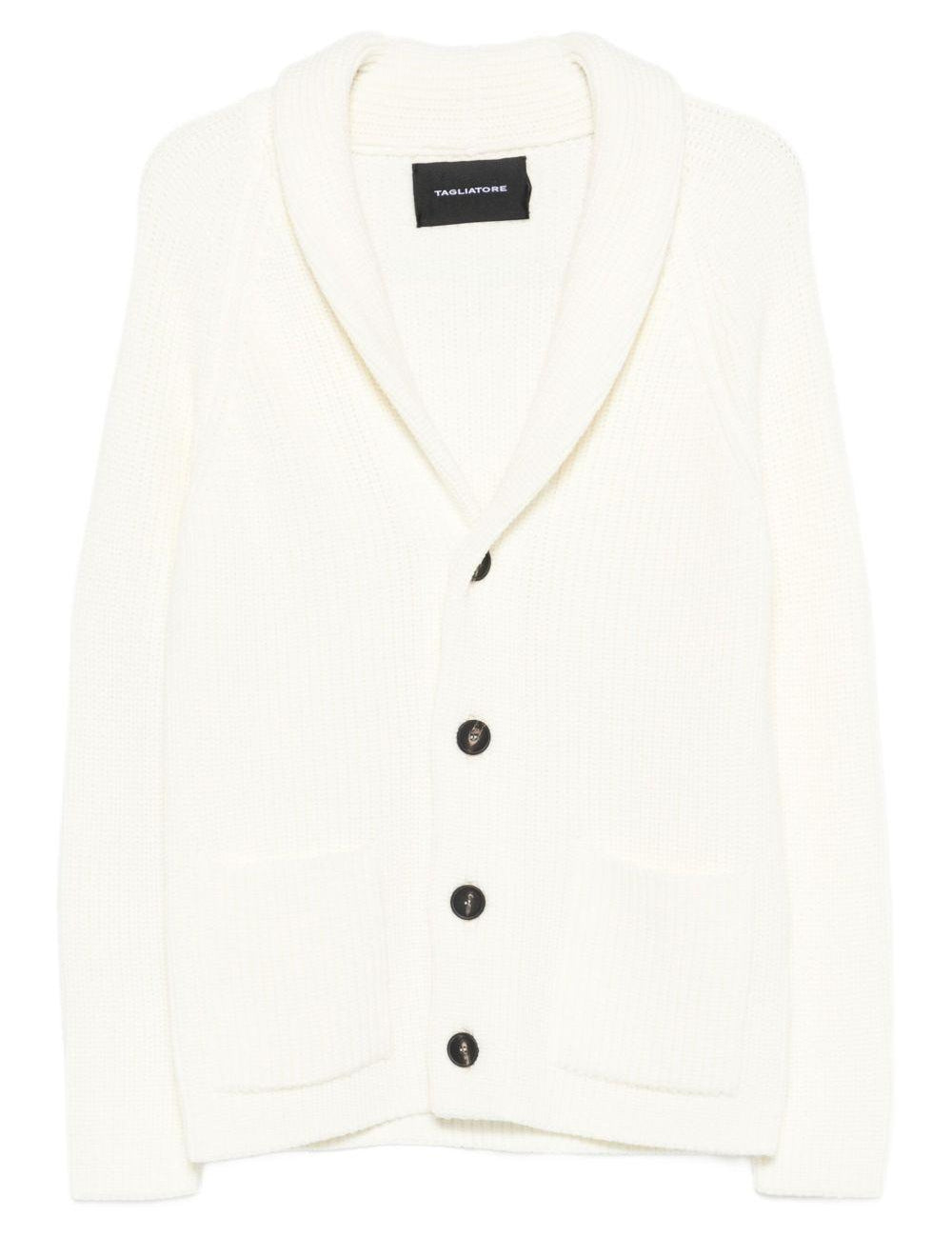 Cardigan a coste con bottoni in avorio Tagliatore - uomo 