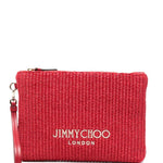 Clutch con logo stampato in rafia in rosso Jimmy choo - donna 