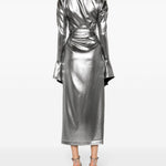 Abito midi lamé in argento - donna 