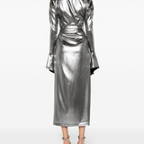 Abito midi lamé in argento - donna 