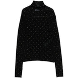 Maglione a collo alto con borchie in nero Rabanne - donna 