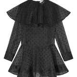 Abito corto a pois con ruches in nero Ganni - donna 