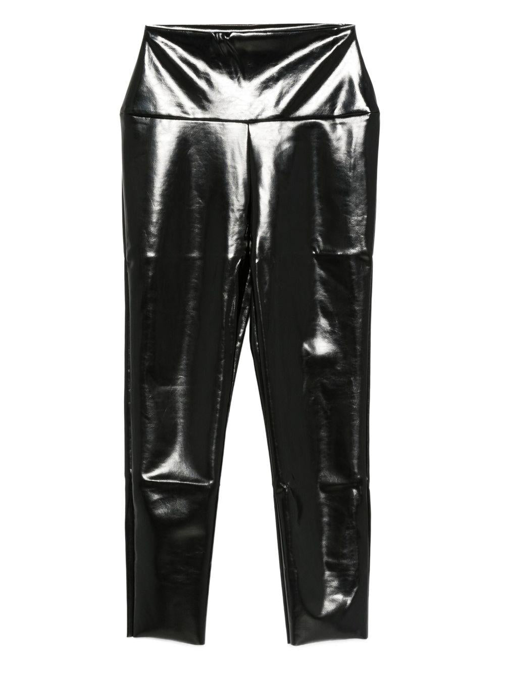 Leggings a vita alta con finitura lucida in nero Norma kamali - donna 