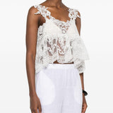 Top con lacci in pizzo in bianco Maurizio - donna 