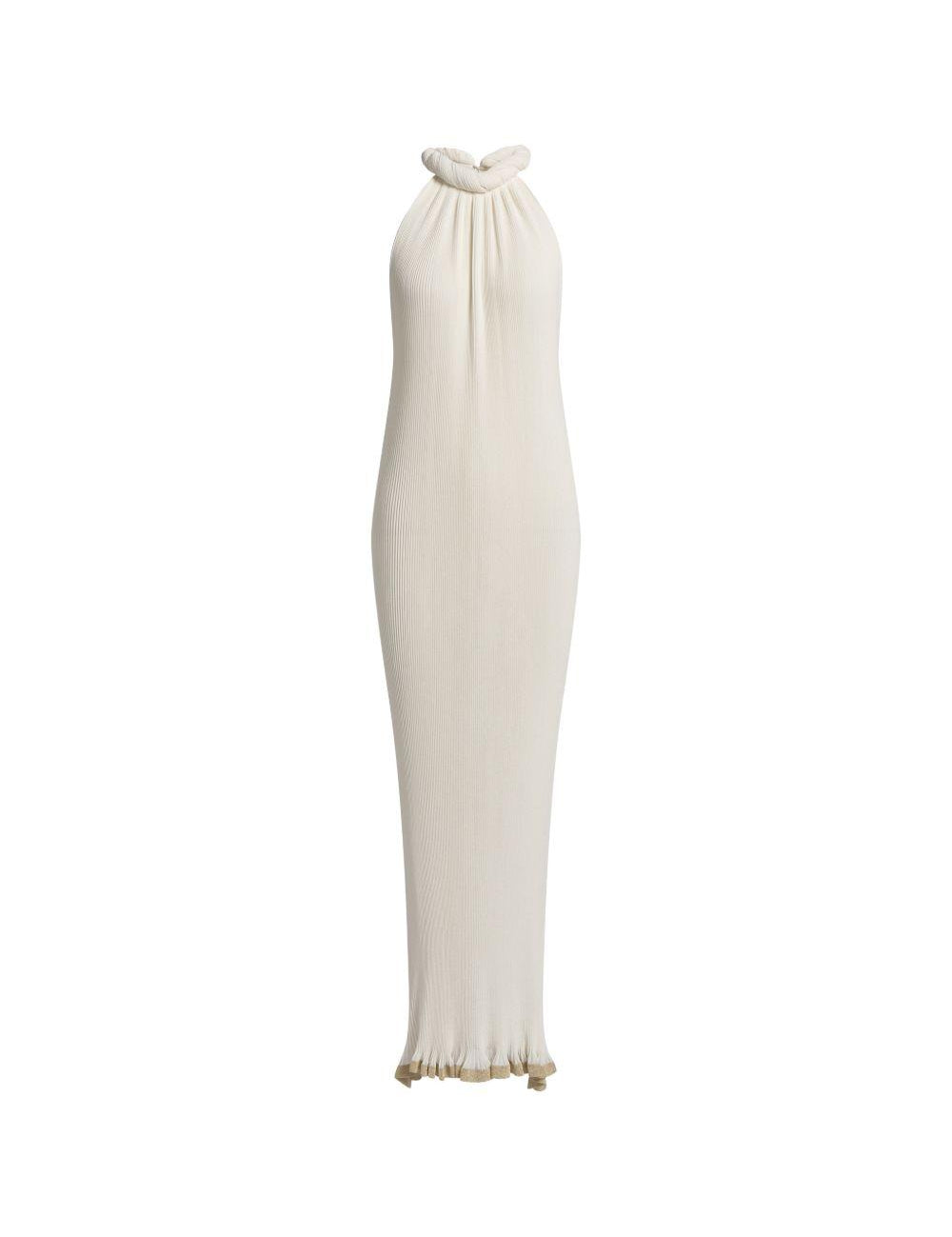 Abito lungo in maglia plissettata avorio Alberta Ferretti - donna 