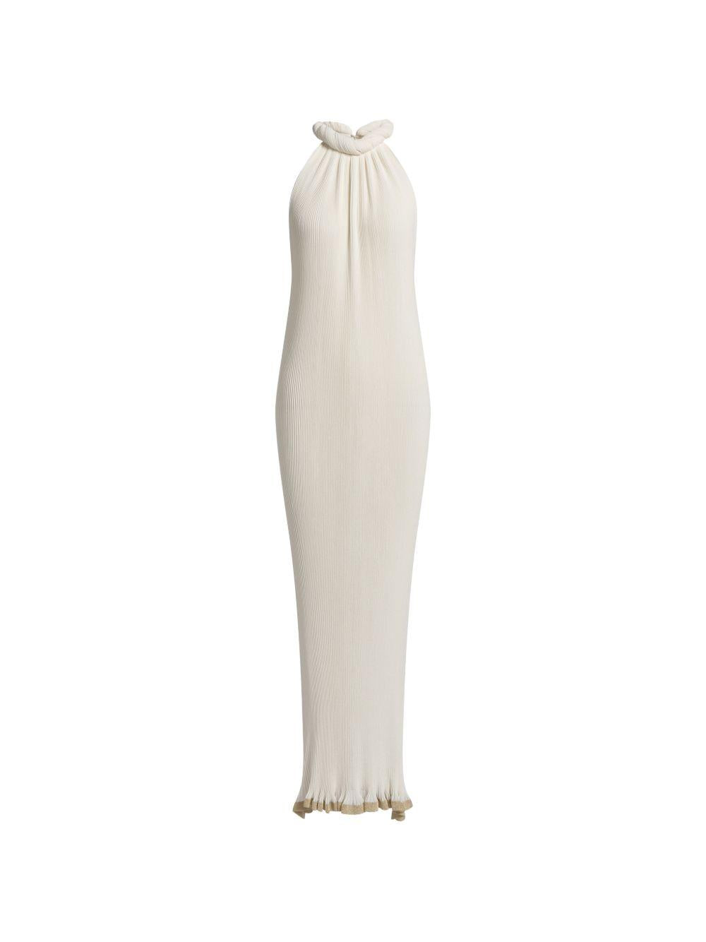 Abito lungo in maglia plissettata avorio Alberta Ferretti - donna 