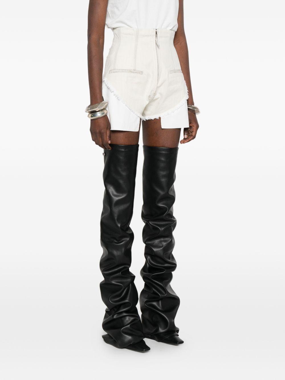 Shorts sfilacciati con chiusura lampo Dirt Cutoffs in bianco Rick owens drkshdw - donna 