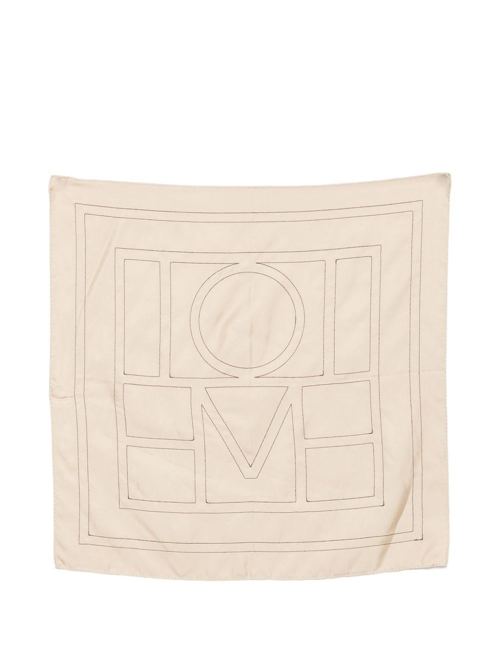 Foulard di seta con monogramma ricamato in beige Toteme - donna 