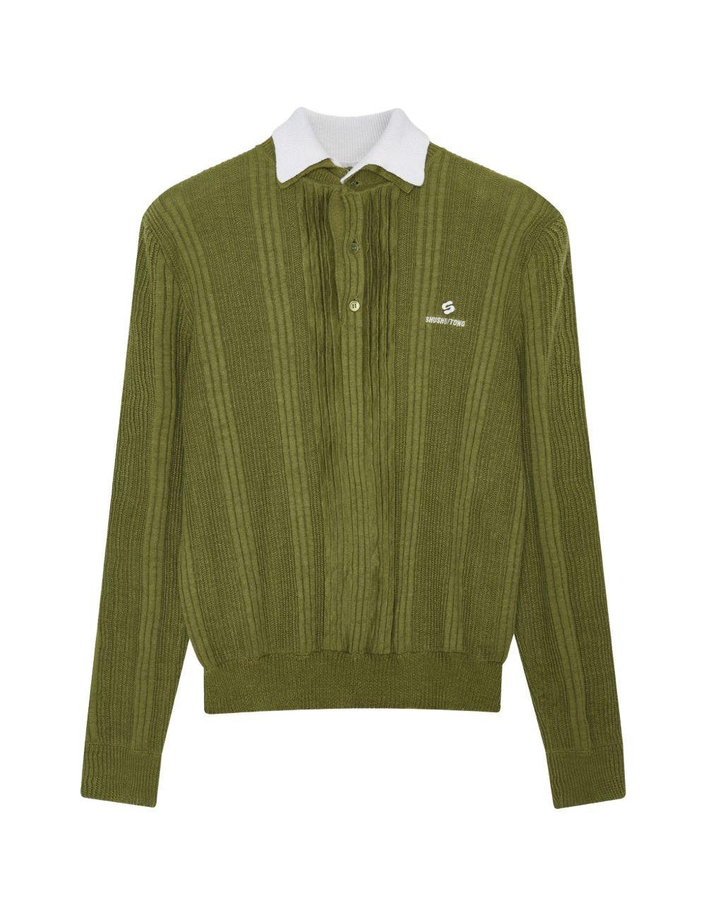 Polo con ricamo in verde SHUSHU/TONG - donna 
