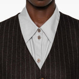 Gilet gessato con bottoni in marrone Blazé milano - donna 