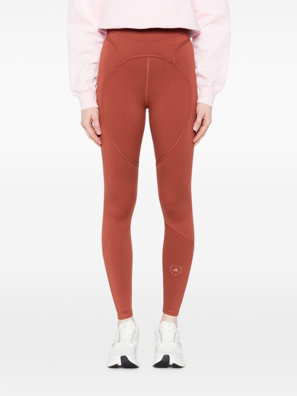 Leggings con logo in rosso terracotta Adidas by Stella Mc Cartney - donna 