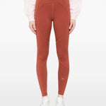 Leggings con logo in rosso terracotta Adidas by Stella Mc Cartney - donna 