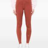 Leggings con logo in rosso terracotta Adidas by Stella Mc Cartney - donna 