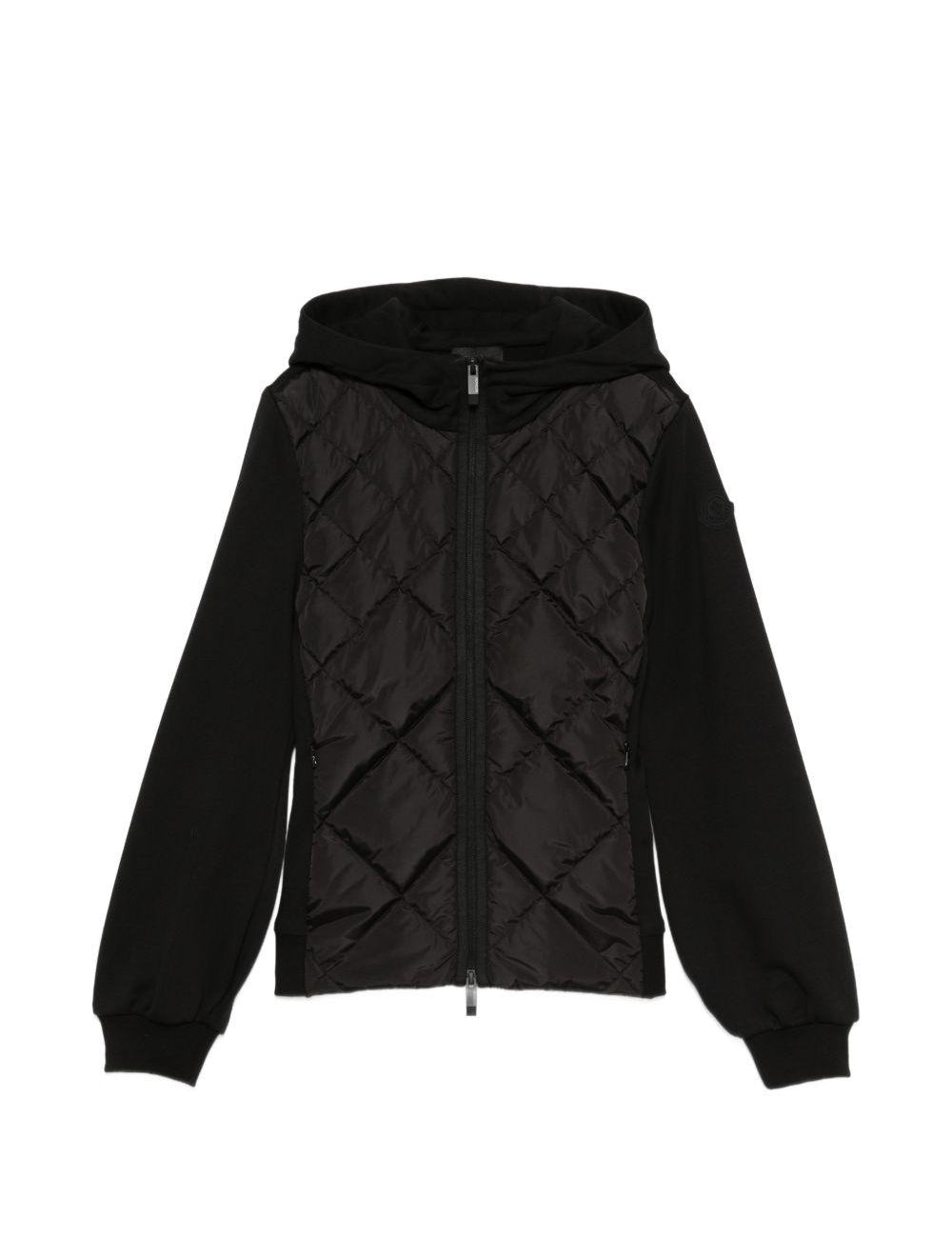 Felpa trapuntata con cappuccio in nero Moncler - donna 