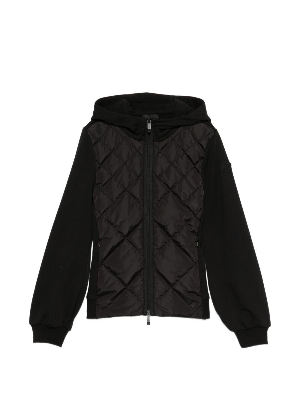 Felpa trapuntata con cappuccio in nero Moncler - donna 