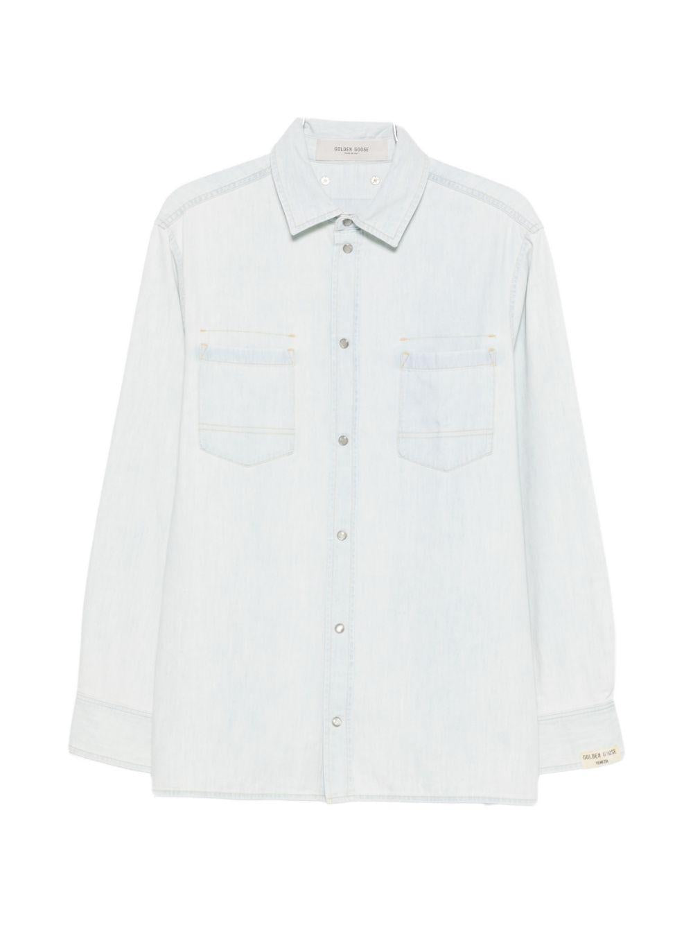 Camicia con taschino a toppa in blu Golden goose - uomo 