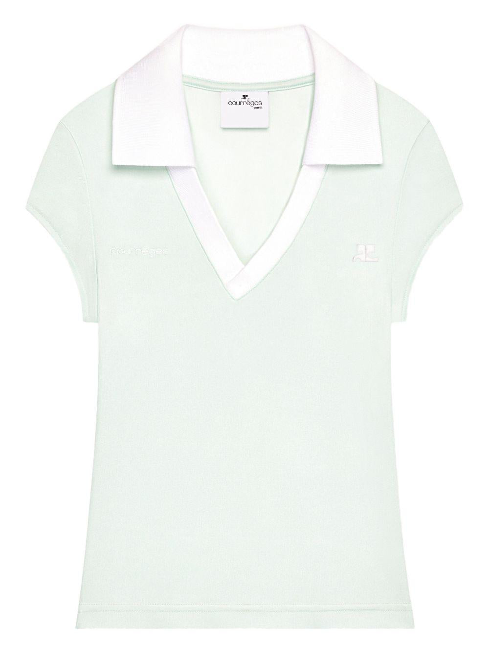 Polo con scollo a V in verde Courrèges - donna 
