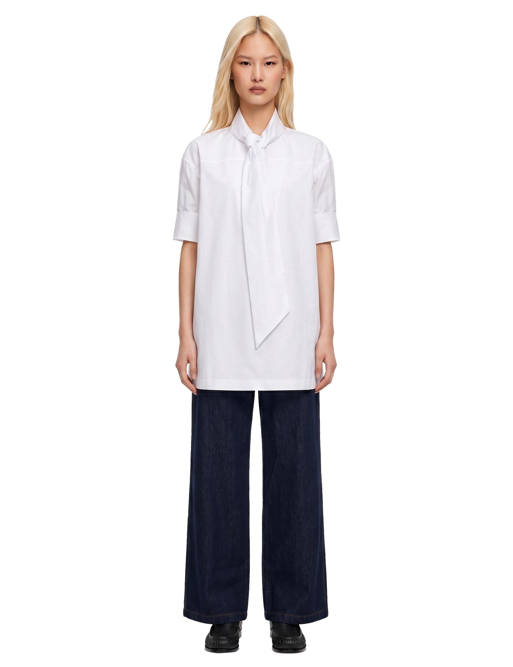 Camicia oversize con fiocco in bianco 