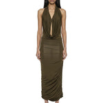 Abito midi con scollo a V profondo in verde Blumarine - donna 