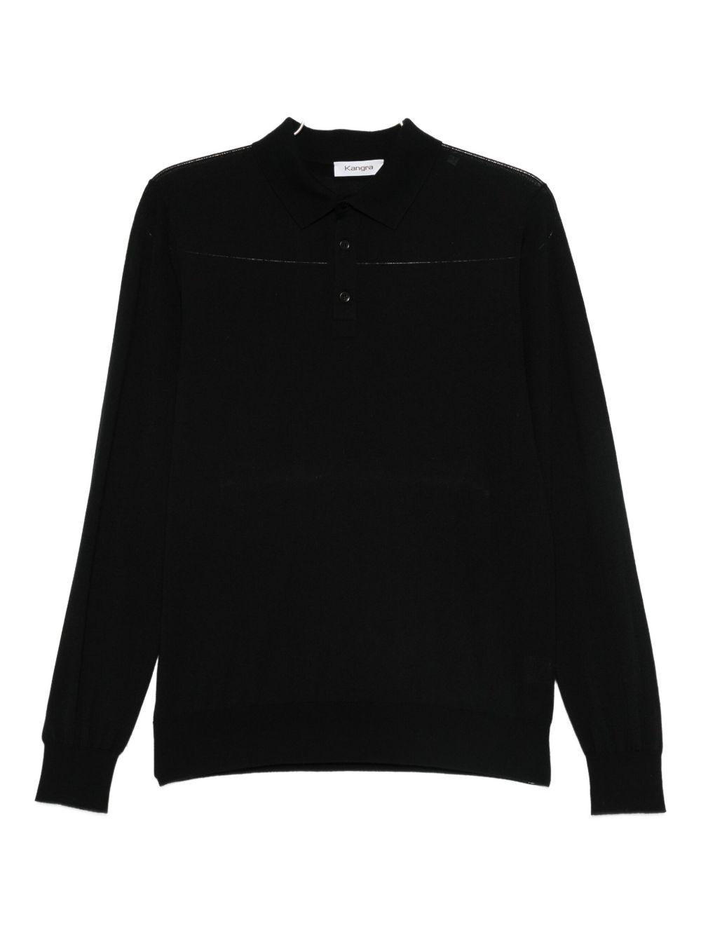 Maglione con colletto stile polo in nero Kangra - uomo 