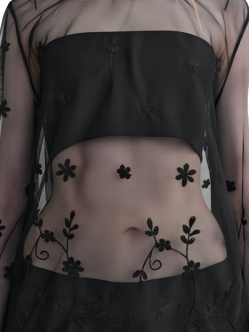 Blusa semi-trasparente con ricami in nero Toteme - donna 