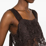Top in pizzo con motivo floreale in marrone Maurizio - donna 