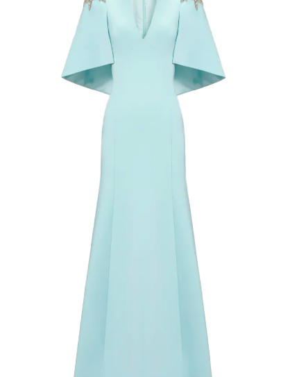 Abito lungo star shower con cristalli in celeste Jenny packham - donna 