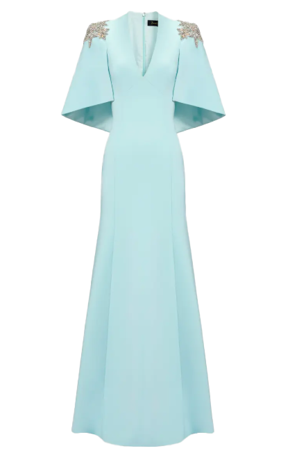 Abito lungo star shower con cristalli in celeste Jenny packham - donna 