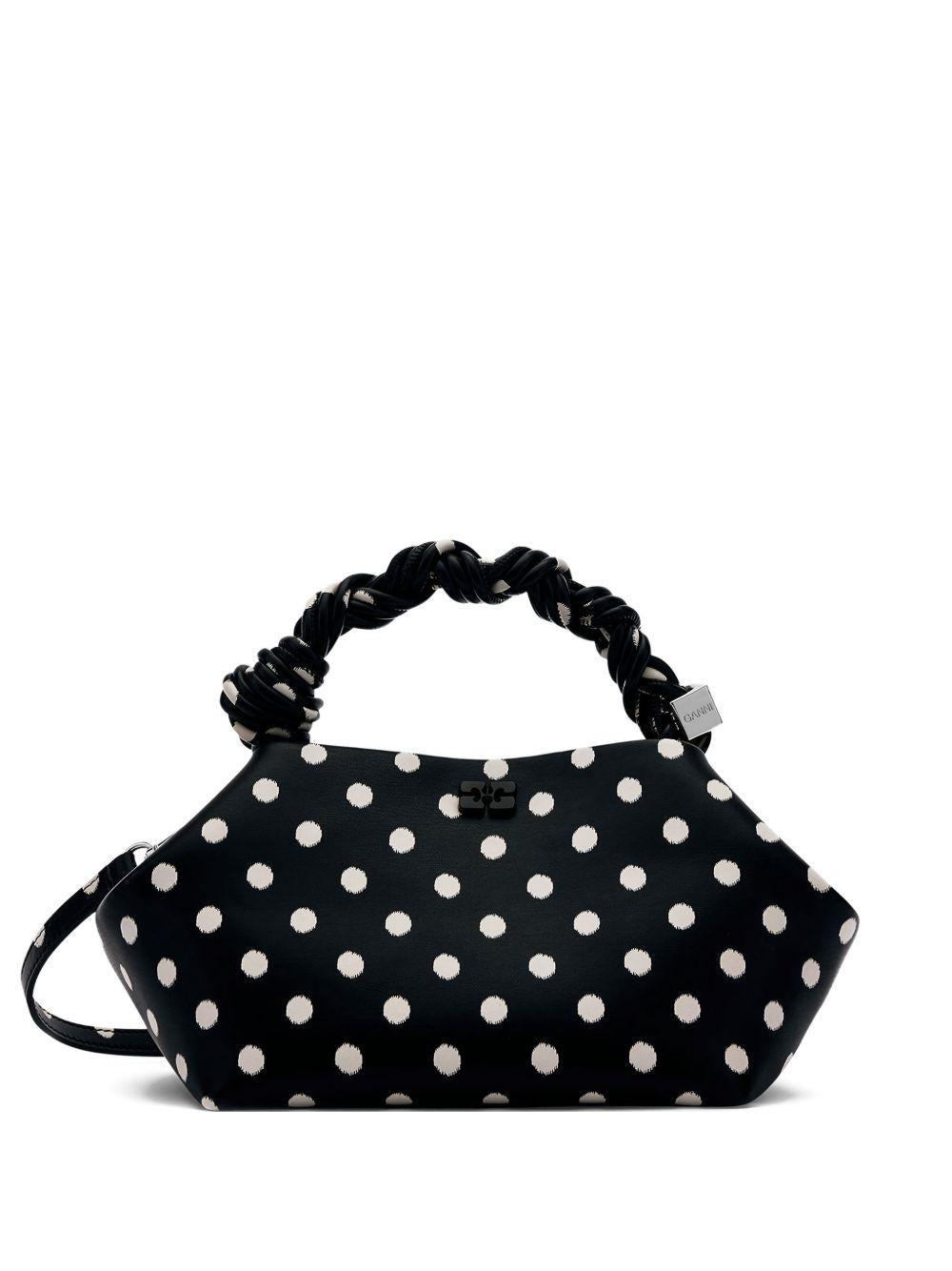 Borsa a mano bou small con pois nero Ganni - donna 