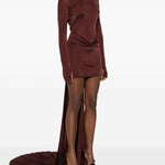 Abito mini con strascico in bordeaux David Koma - donna 