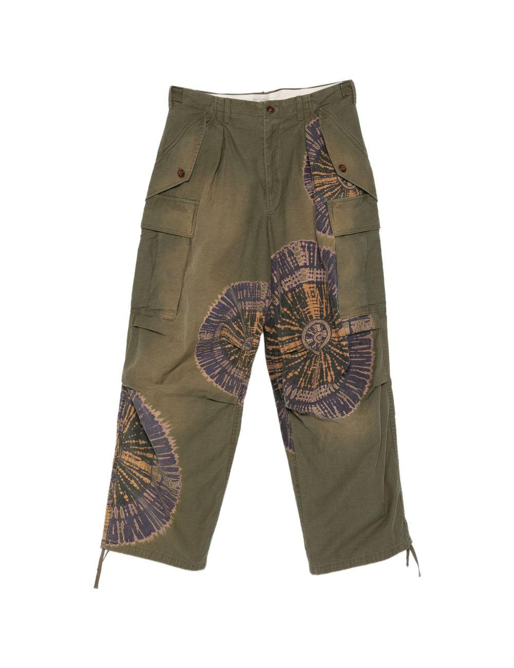 Pantaloni cargo con stampa grafica in verde Khoki - uomo 