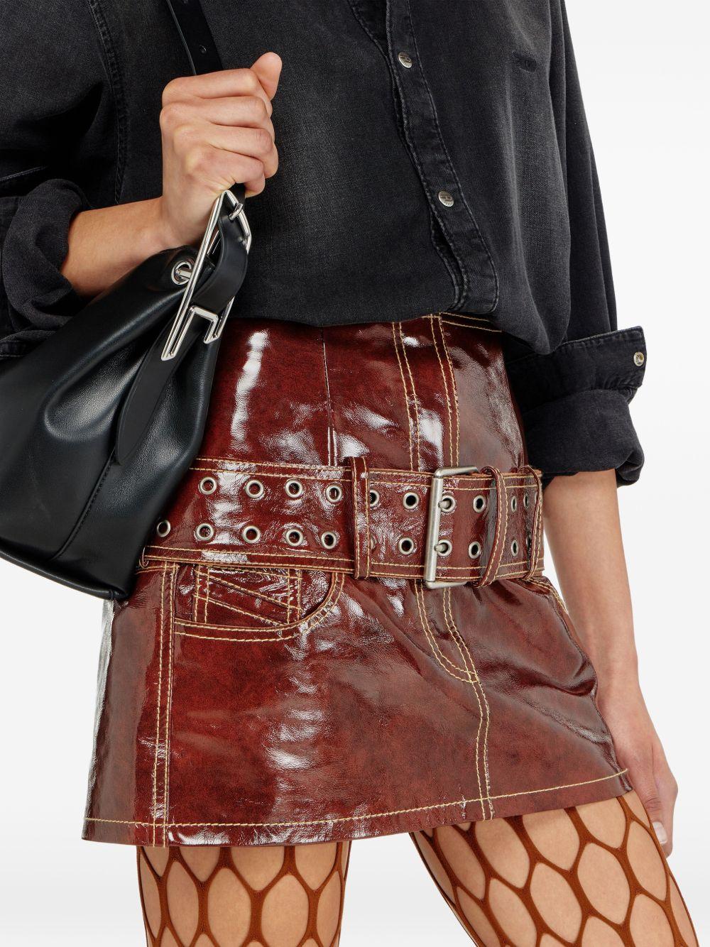 Minigonna in pelle verniciata con cintura in marrone Diesel - donna 