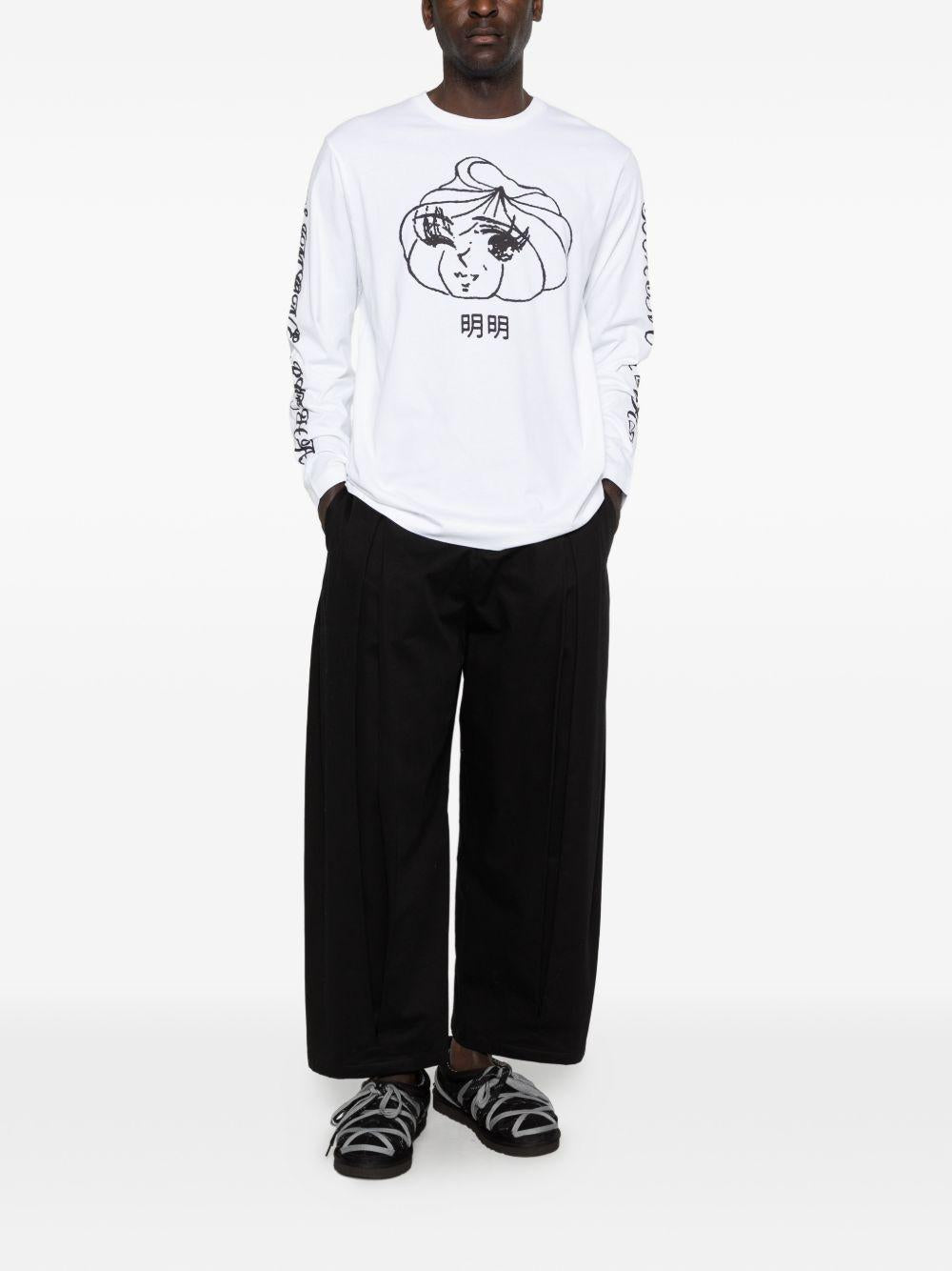 T-shirt a manica lunga stampata in bianco Simone rocha - uomo 
