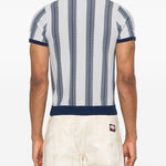 T-shirt con grafica a righe in blu e grigio Martine rose - uomo 