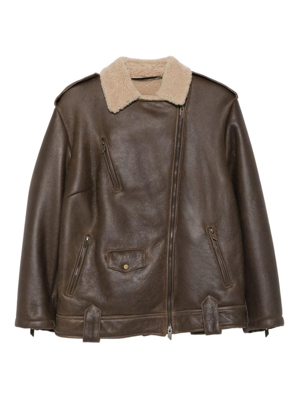 Giacca in pelle con zip in marrone Salvatore santoro - donna 